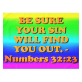 Bijbelversum uit de cijfers 32:23. tafelkleed