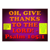 Bijbelversum van Psalm 105:1. Foto Afdruk (Voorkant)