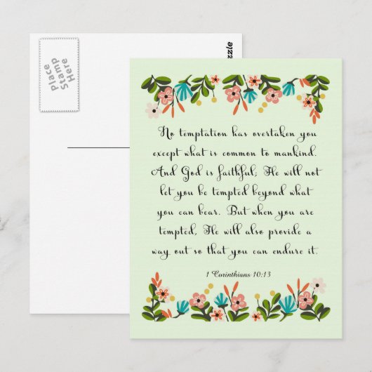 Bijbelverzen 1 Korintiërs 10:13 Briefkaart (Voorkant / Achterkant)