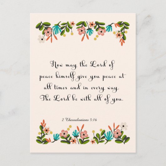 Bijbelverzen Art - 2 Thessaloniërs 3:16 Briefkaart (Voorkant)