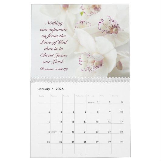 Bijbelverzen & Bloemen die Christelijk aanmoedigen Kalender (Jan 2026)