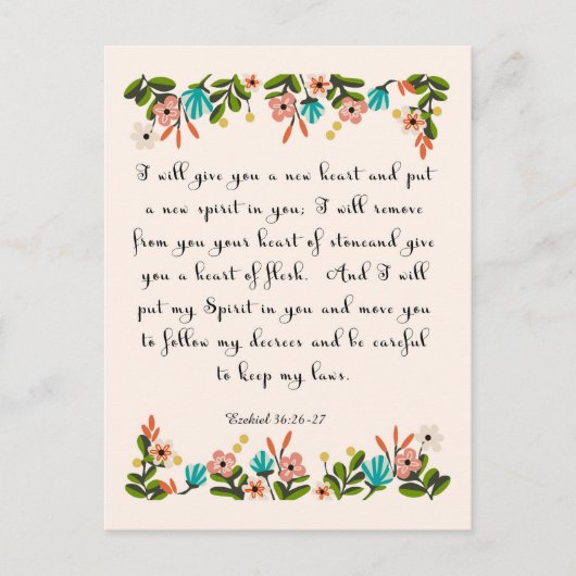 Bijbelverzen Kunst - Ezechiël 36:26-27 Briefkaart (Voorkant)