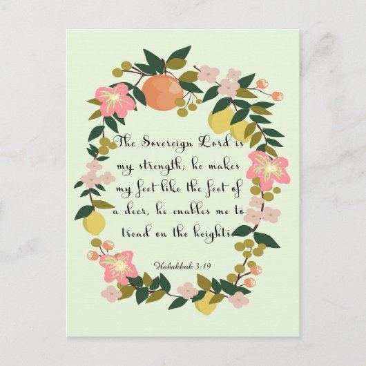 Bijbelverzen Kunst - Habakuk 3:19 Briefkaart (Voorkant)