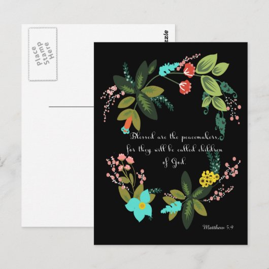 Bijbelverzen Kunst - Mattheüs 5:9 Briefkaart (Voorkant / Achterkant)