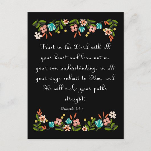 Bijbelverzen Kunst - Spreuken 3:5-6 Briefkaart (Voorkant)