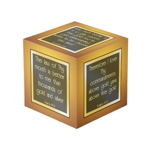 Bijbelverzen over goud kubus (Voorkant hoekig)