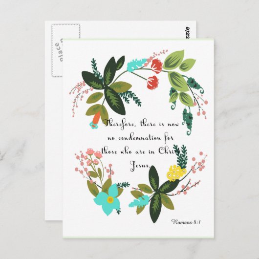 Bijbelverzen - Romeinen 8:1 Briefkaart (Voorkant / Achterkant)