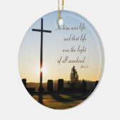 Bijbelverzonsopgang, rond keramisch ornament (Links)