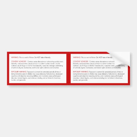 Bijbelwaarschuwingssticker Bumpersticker (Voorkant)