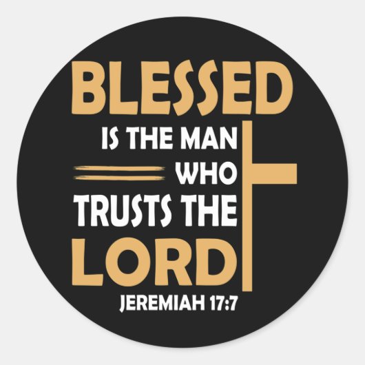 Bijble Scripture Verse Jeremiah 17 7 Inspirational Ronde Sticker (Voorkant)