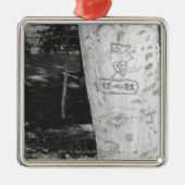 Bijdragen aan boomstam B&W Metalen Ornament (Voorkant)