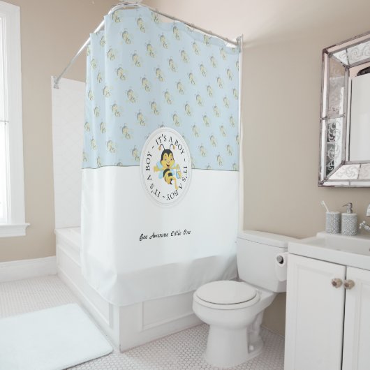 Bije Geweldige babyjongen | Gepersonaliseerd monog Douchegordijn (In situ)