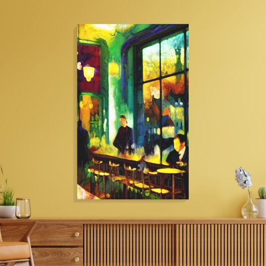 Bijeenkomst in de Cafe Canvas Afdruk (Insitu (Woonkamer))