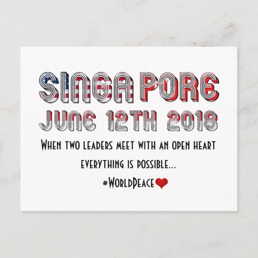 Bijeenkomst VS en Noord-Korea in Singapore Briefkaart (Voorkant)