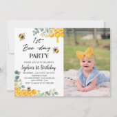 Bijen 1e verjaardag nodiging honing Comb Bedankkaart (Voorkant)