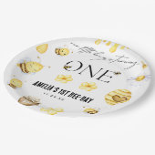 Bijen 1e verjaardag papieren bordje (Gekanteld)