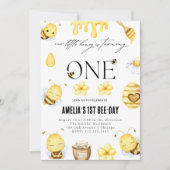 Bijen 1e verjaardag uitnodiging (Voorkant)