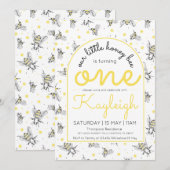 Bijen 1e verjaardag uitnodiging voor honingbijen (Voorkant / Achterkant)