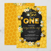 Bijen 1e verjaardagsfeest uitnodiging - Bijen Verj (Voorkant / Achterkant)