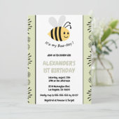 Bijen 1e verjaardagsuitnodigingen Cute Modern Kaart (Staand voorkant)