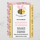 Bijen 1e verjaardagsuitnodigingen Cute Modern Kaart (Voorkant / Achterkant)