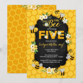 Bijen 5e verjaardag van de uitnodiging van de Birt (Voorkant / Achterkant)