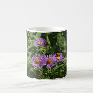 Bijen aan het werk op Asterbloemen Koffiemok