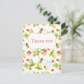 Bijen aardbeien Boterflies zomer Bedankkaart (Staand voorkant)