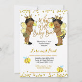 Bijen Afro-Amerikaanse Gender Reveal Invitation Kaart (Voorkant)