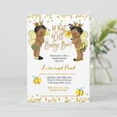 Bijen Afro-Amerikaanse Gender Reveal Invitation Kaart (Staand voorkant)