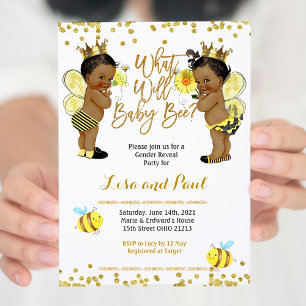 Bijen Afro-Amerikaanse Gender Reveal Invitation Kaart