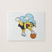 Bijen als Basketball-speler met Basketball Legpuzzel (Horizontaal)
