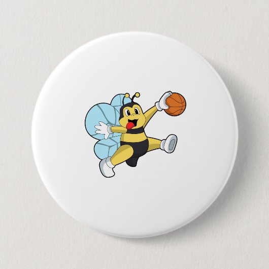 Bijen als Basketball-speler met Basketball Ronde Button 7,6 Cm (Voorkant)