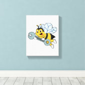 Bijen als mechanisch met moersleutel canvas afdruk (Insitu (Houten vloer))