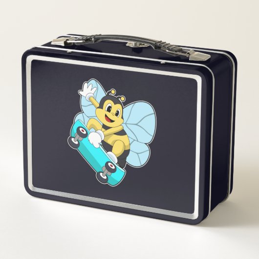 Bijen als Skater met skateboard (Achterkant)