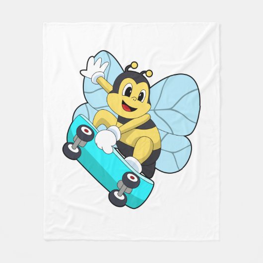 Bijen als Skater met skateboard Fleece Deken (Voorkant)
