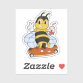 Bijen als Skater met skateboard Sticker (Vel)