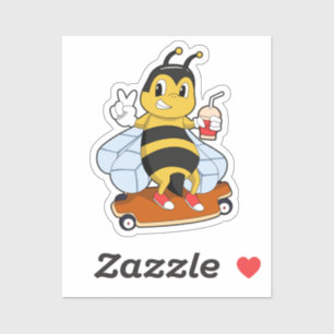 Bijen als Skater met skateboard Sticker