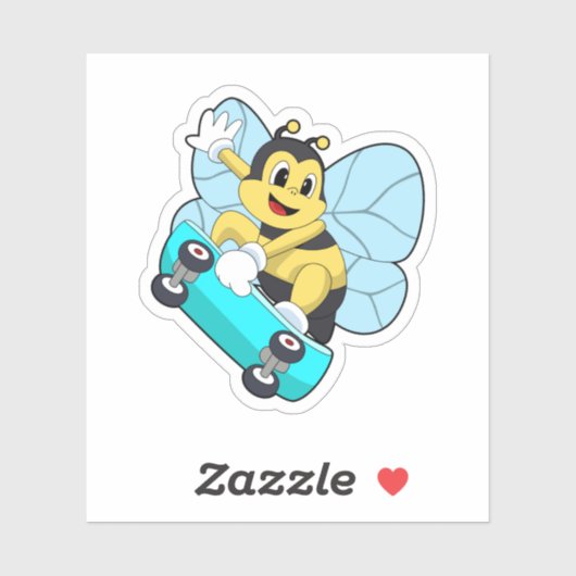 Bijen als Skater met skateboard Sticker (Vel)
