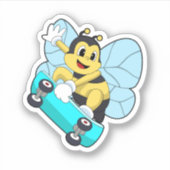 Bijen als Skater met skateboard Sticker (Voorkant)