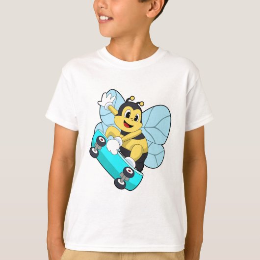 Bijen als Skater met skateboard T-shirt (Voorkant)