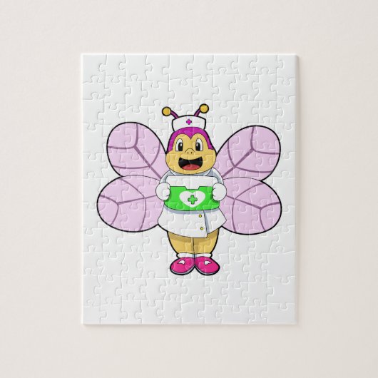 Bijen als verpleegster met eerstelijnskit legpuzzel (Verticaal)