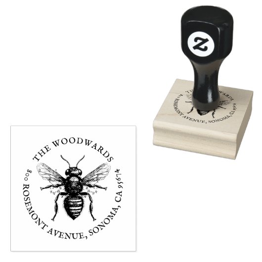 Bijen Antiek familienaam Retouradres Rubberstempel (Gestempeld)