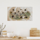 Bijen Antiek lithograafdruk Poster (Keuken)