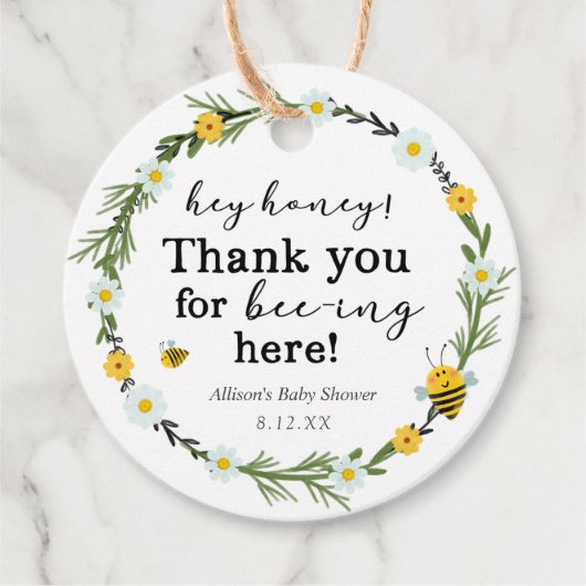 Bijen Baby Shower Bedankjes Labels (Voorkant)