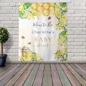 Bijen Baby Shower bijenmoeder gele bloemen  Wandkleed