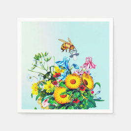 Bijen Baby shower Blauw Bloemen Fopspeen Servet