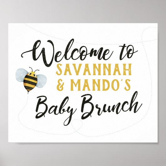 Bijen Baby shower Brunch Welkomstteken Poster (Voorkant)