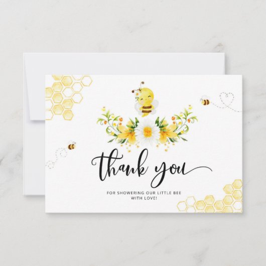 Bijen baby shower dank je kaart. kaart (Voorkant)