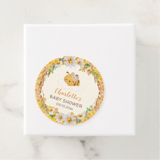 Bijen Baby shower Floral Honeycomb Bedankjes Labels (In situ)